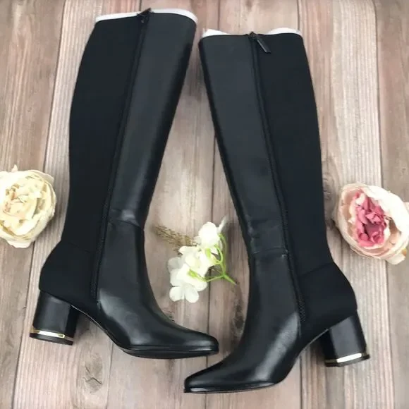 Calvin Klein Black and White Heeled Boots - Picture 2 of 8